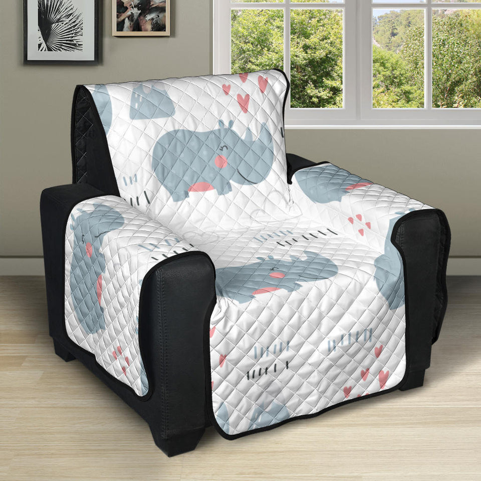 cute rhino heart pattern Recliner Cover Protector