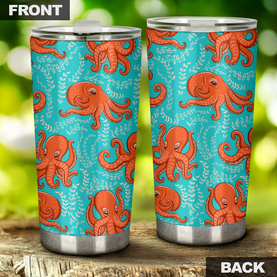 Octopus Turquoise Background Tumbler