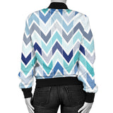 Zigzag  Chevron Blue Pattern Women'S Bomber Jacket