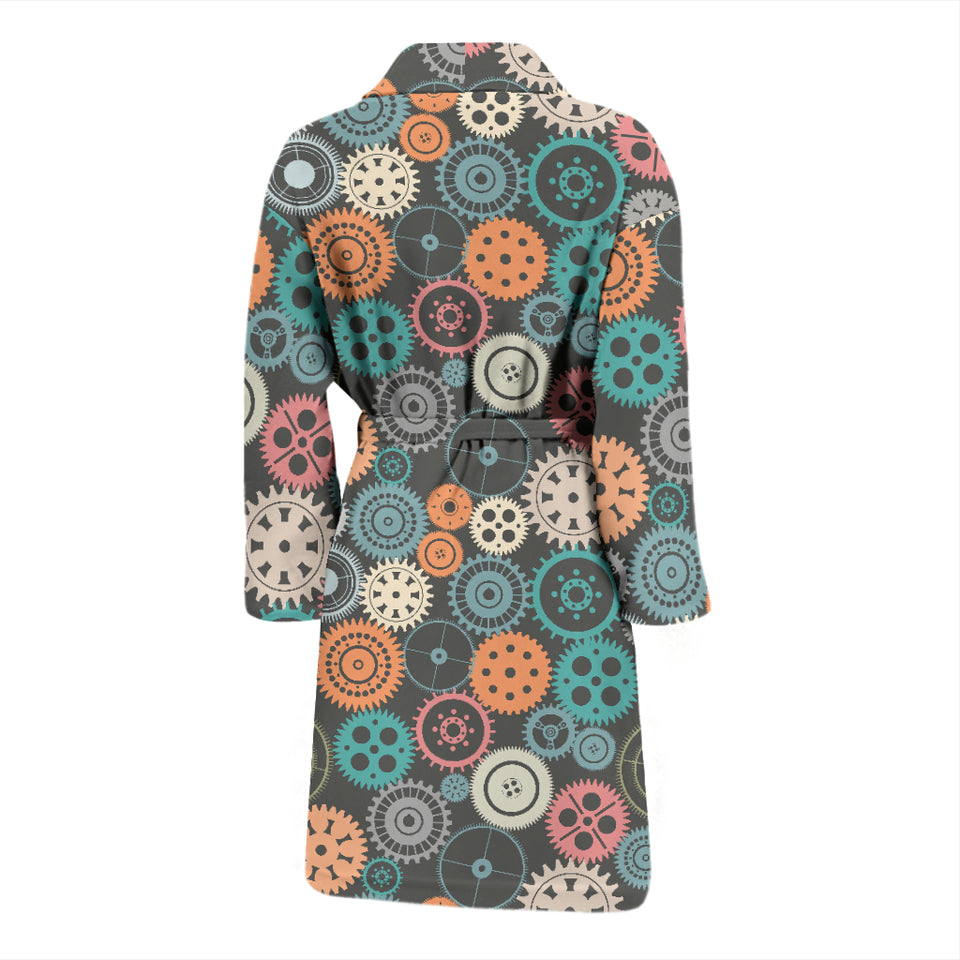Gear Pattern Print Design 05 Men's Bathrobe