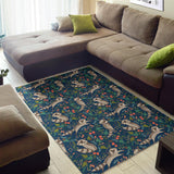 Raccoon Tropical Leaves Pattern Area Rug