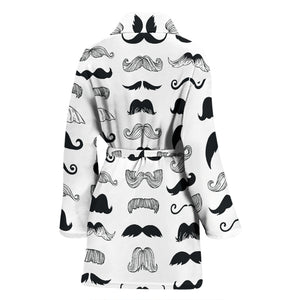 Mustache Beard Pattern Print Design 04 Women's Bathrobe