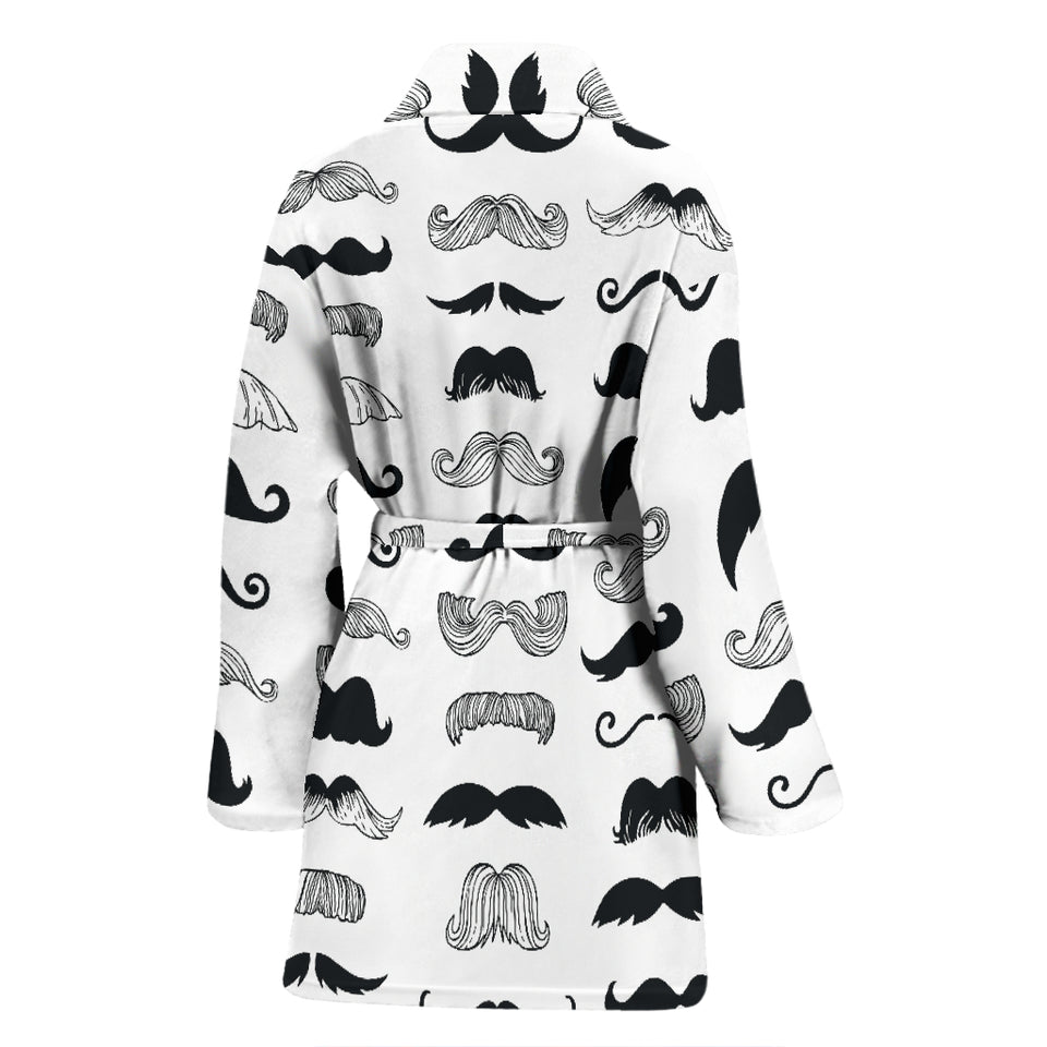 Mustache Beard Pattern Print Design 04 Women's Bathrobe