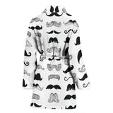Mustache Beard Pattern Print Design 04 Women's Bathrobe
