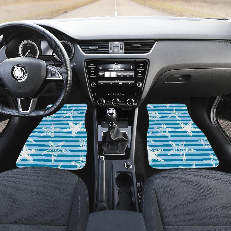 Starfish Blue Blackground Front And Back Car Mats