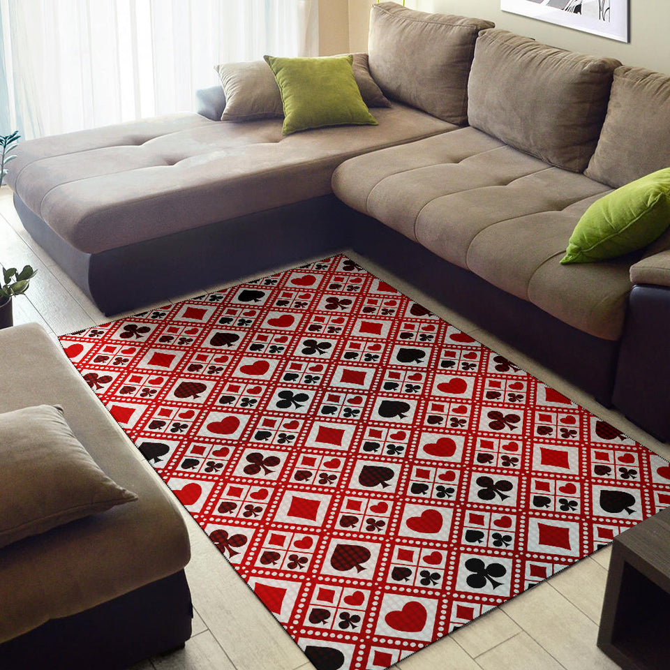 Casino Cards Suits Pattern Print Design 03 Area Rug