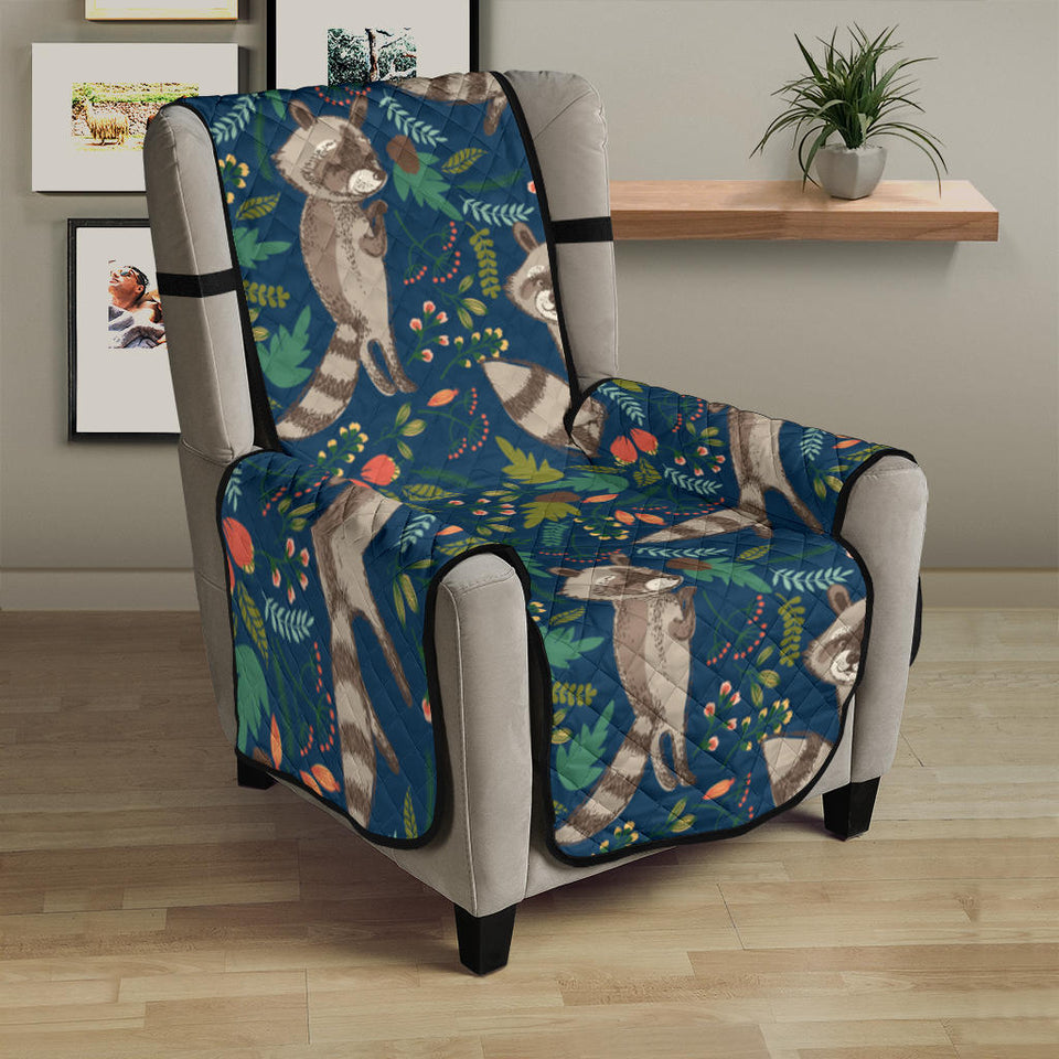 Raccoon tropical leaves pattern Chair Cover Protector