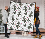 Boston Terrier Dog Hearts Vector Pattern Premium Quilt