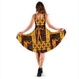 Egypt Hieroglyphics Pattern Print Design 05 Sleeveless Midi Dress