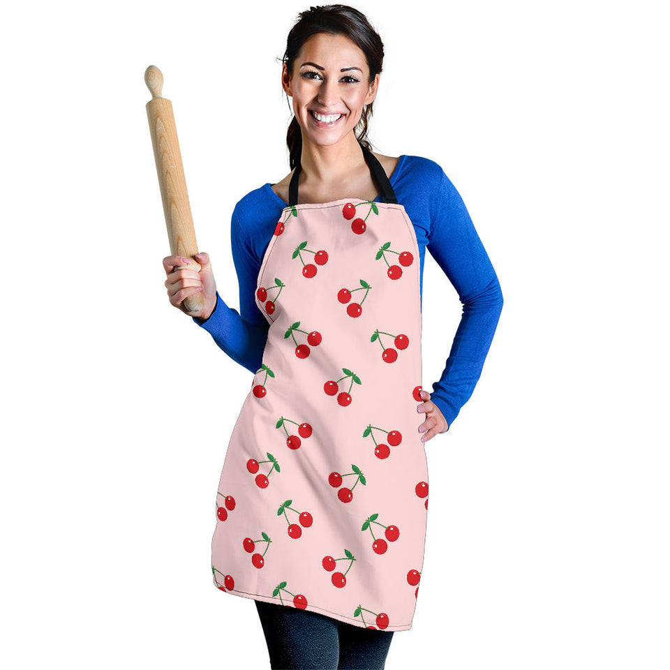 Cherry Pattern Pink Background Adjustable Apron