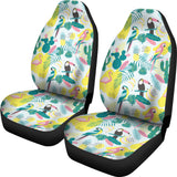 Cute Parrot Toucan Flamingo Cactus Exotic Leaves Pattern  Universal Fit Car Seat Covers