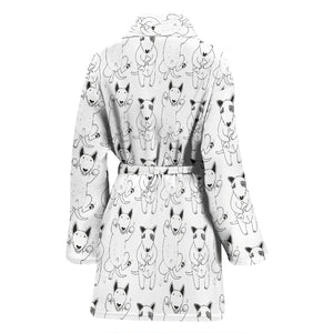 Bull Terrier Pattern Print Design 02 Women's Bathrobe