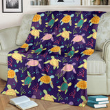 Colorful Sea Turtle Pattern Premium Blanket