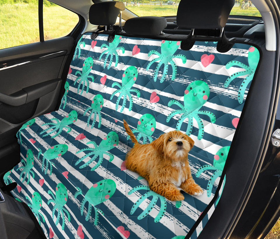Cute Octopuses Heart Striped Background Dog Car Seat Covers