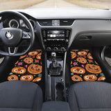 Pumpkin Flowers Spiderweb Halloween Theme Front And Back Car Mats