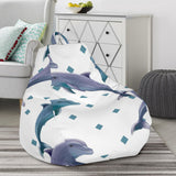 Dolphins Pattern Dotted Background Bean Bag Cover