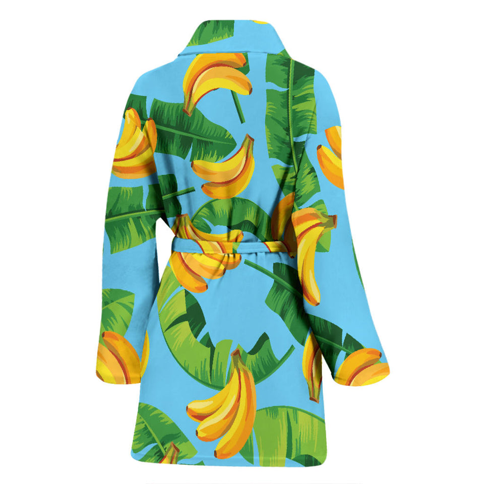 Banana Leaves Banana Design Pattern Women'S Bathrobe
