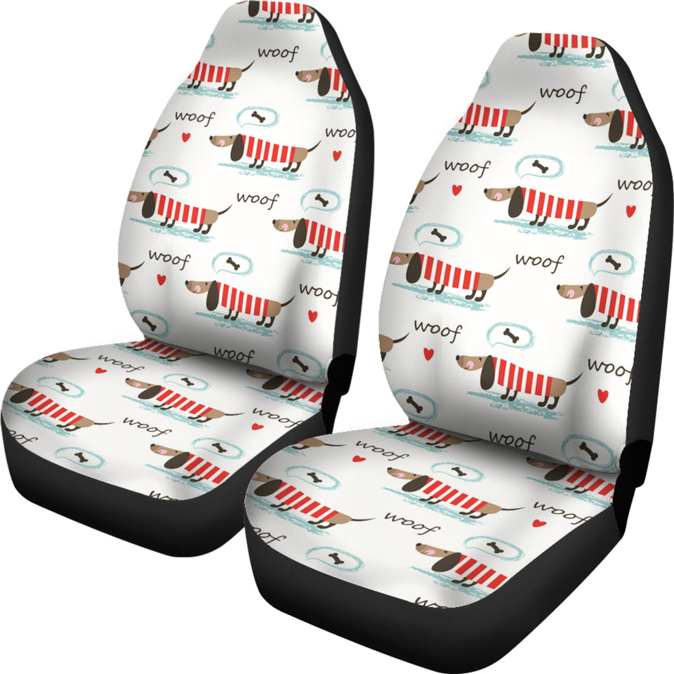 Cute Dachshund Bone Pattern Universal Fit Car Seat Covers