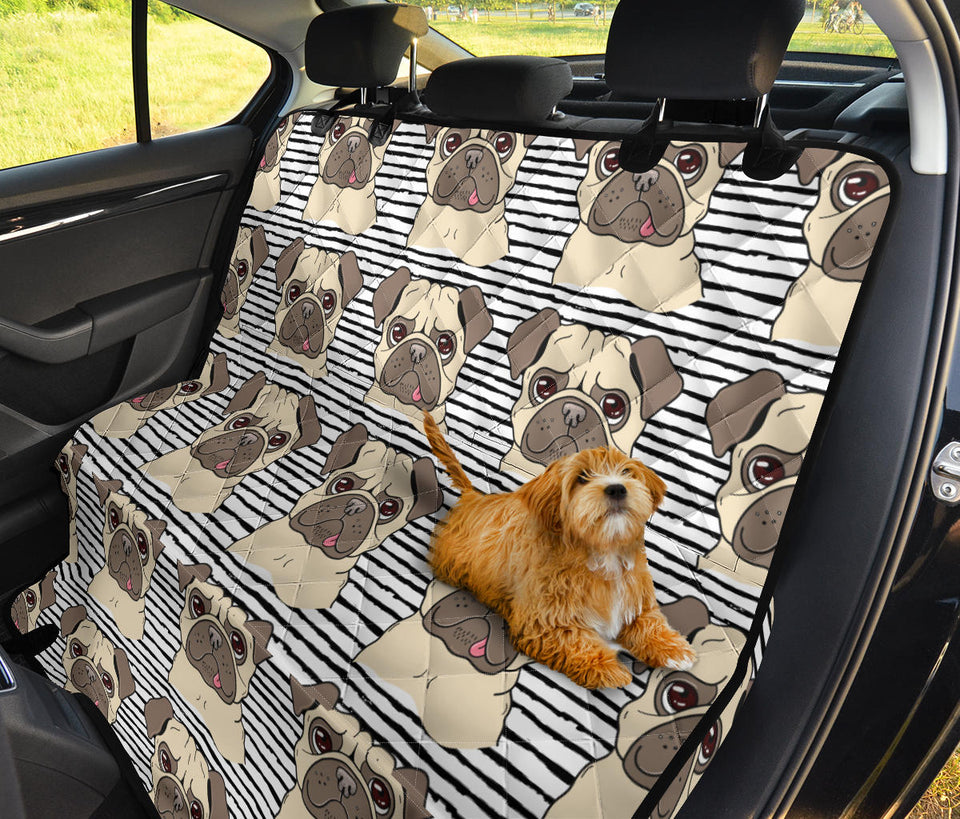 Happy Pug Pattern Dog Car Seat Covers