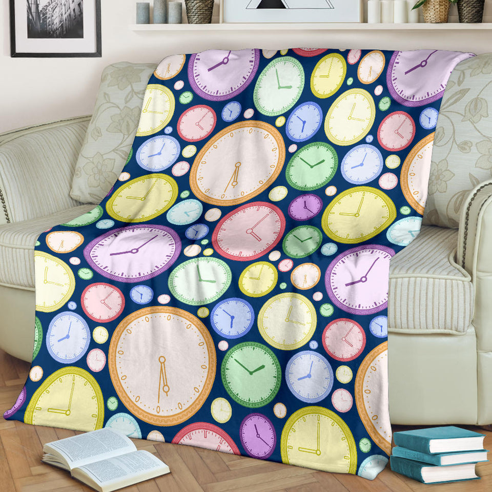 Colorful Clock Background Premium Blanket