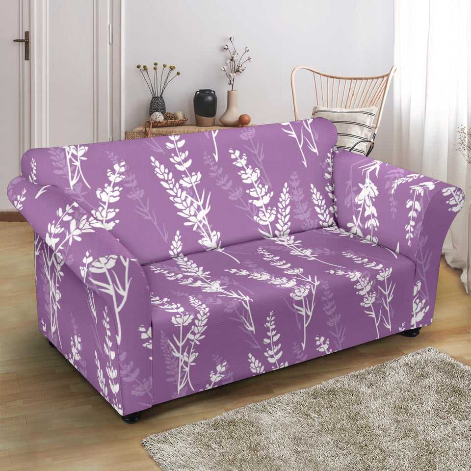 Lavender Flowers Purple Pattern Loveseat Couch Slipcover