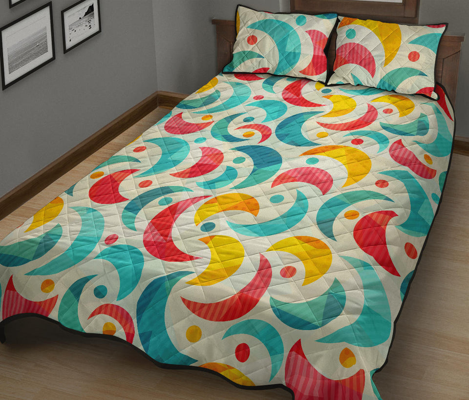 Colorful moon pattern Quilt Bed Set