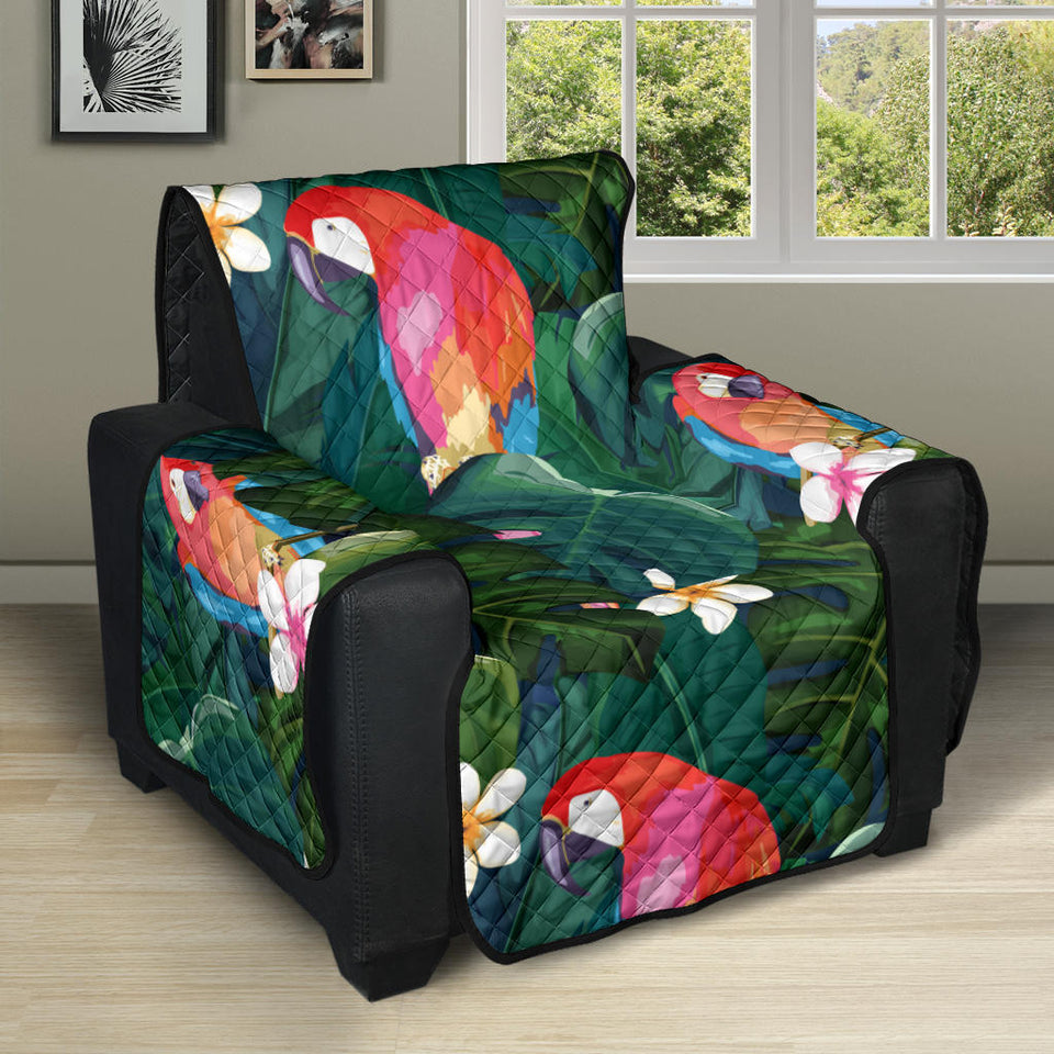Parrot Palm tree leaves flower hibiscus pattern Recliner Cover Protector