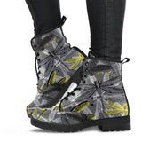 Hand Drawn Dragonfly Pattern Leather Boots