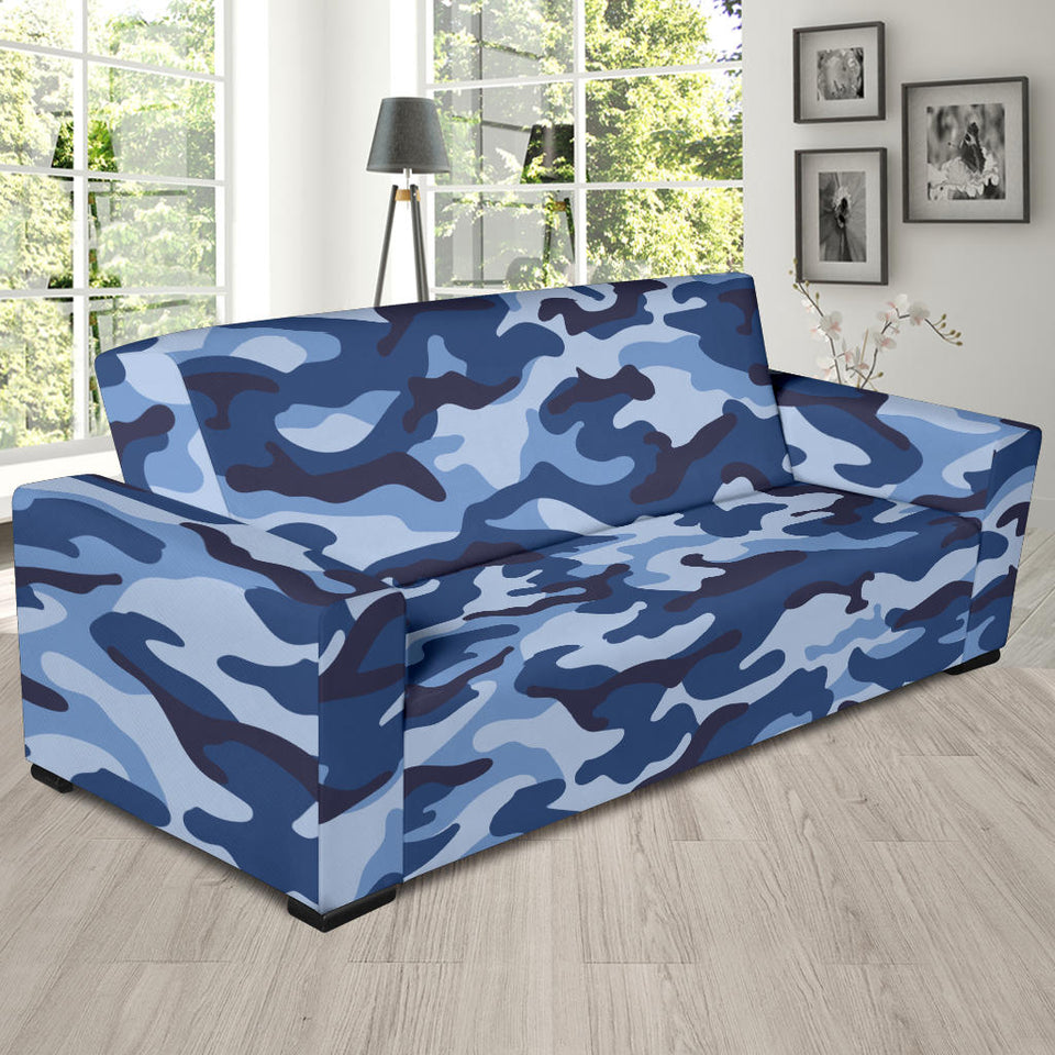 Blue Camo Camouflage Pattern Sofa Slipcover