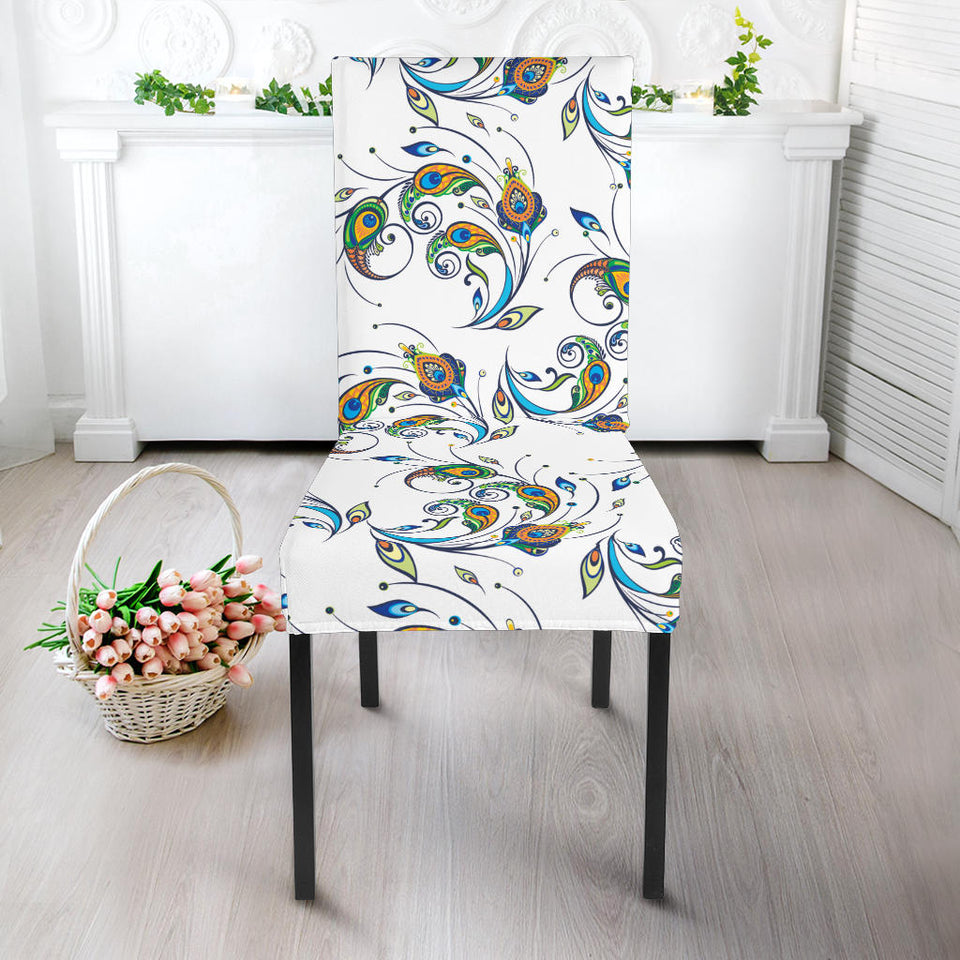 Peacock Feather Pattern Dining Chair Slipcover