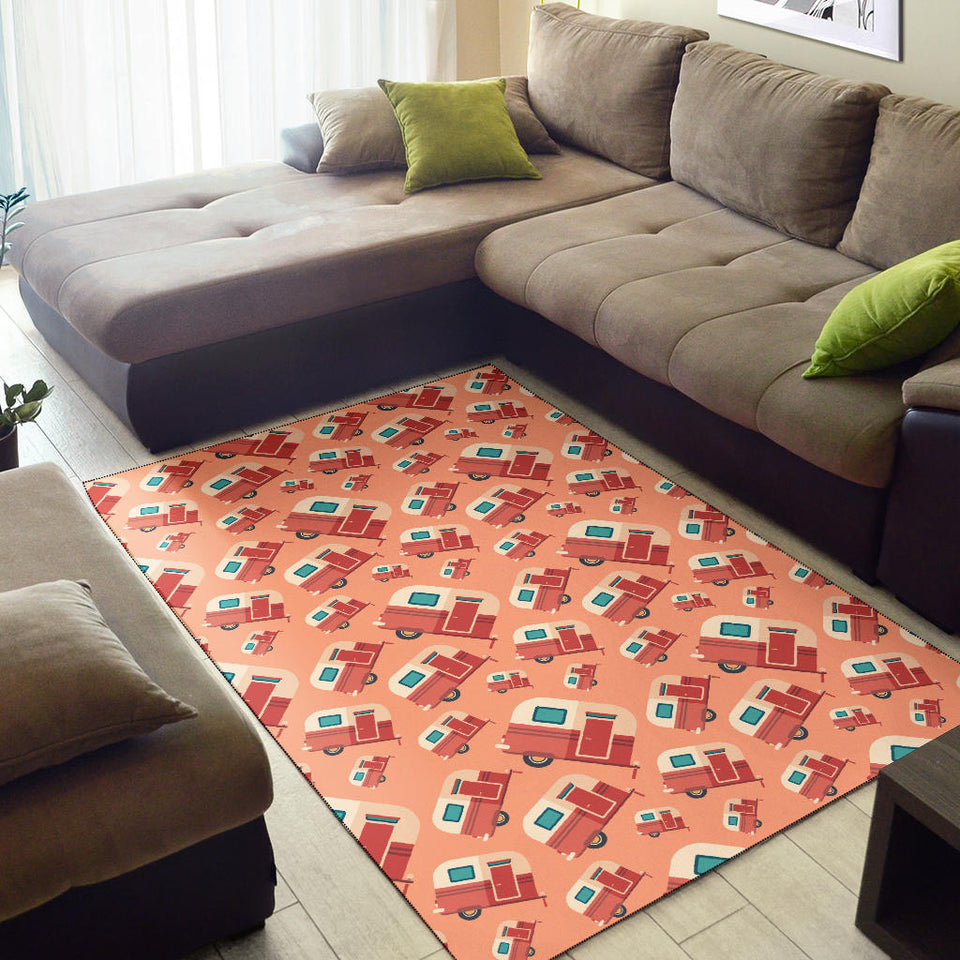 Camper Van Pattern Print Design 03 Area Rug
