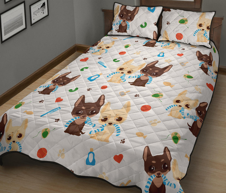 Cute Chihuahua dog pattern Quilt Bed Set