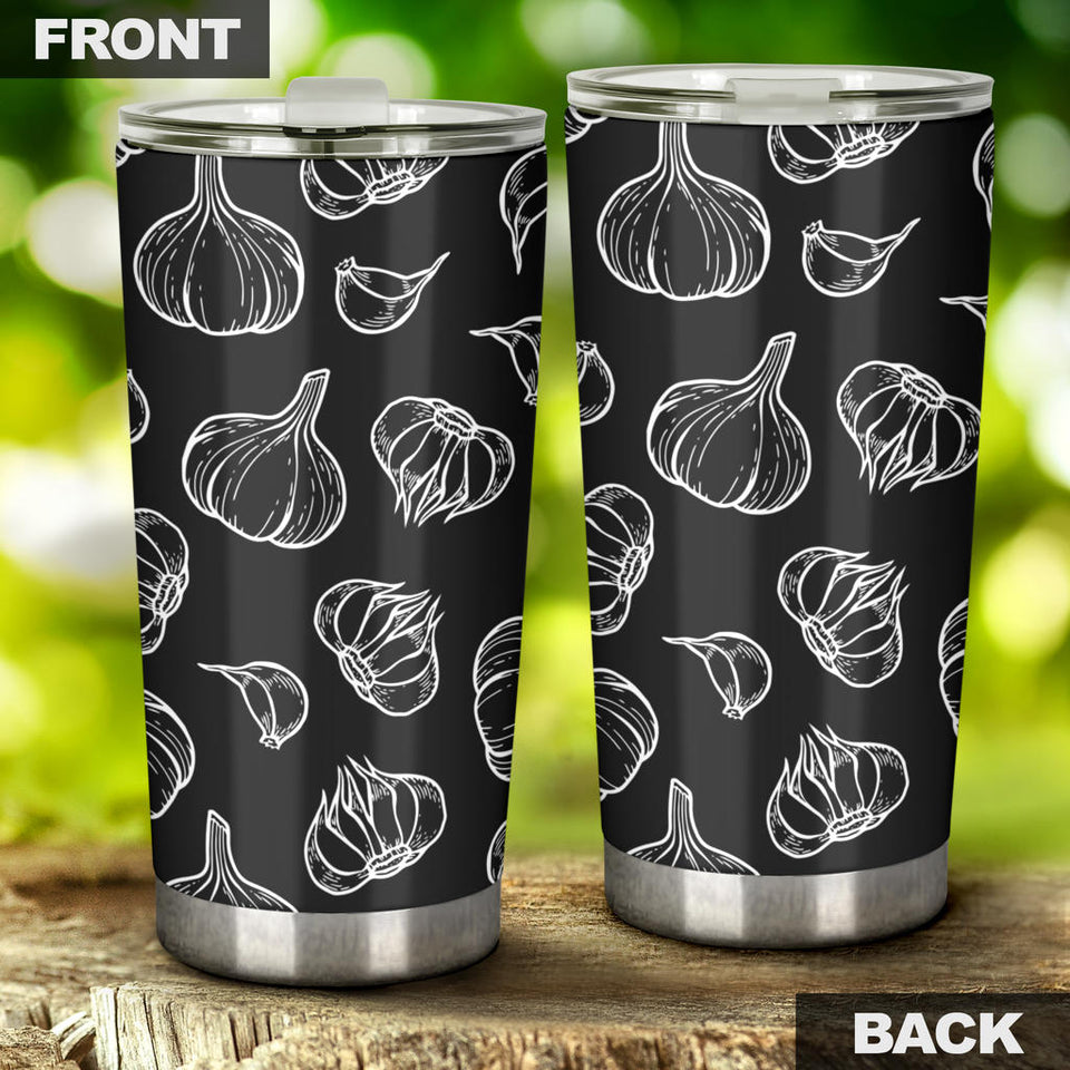 Garlic Pattern Black Background Tumbler