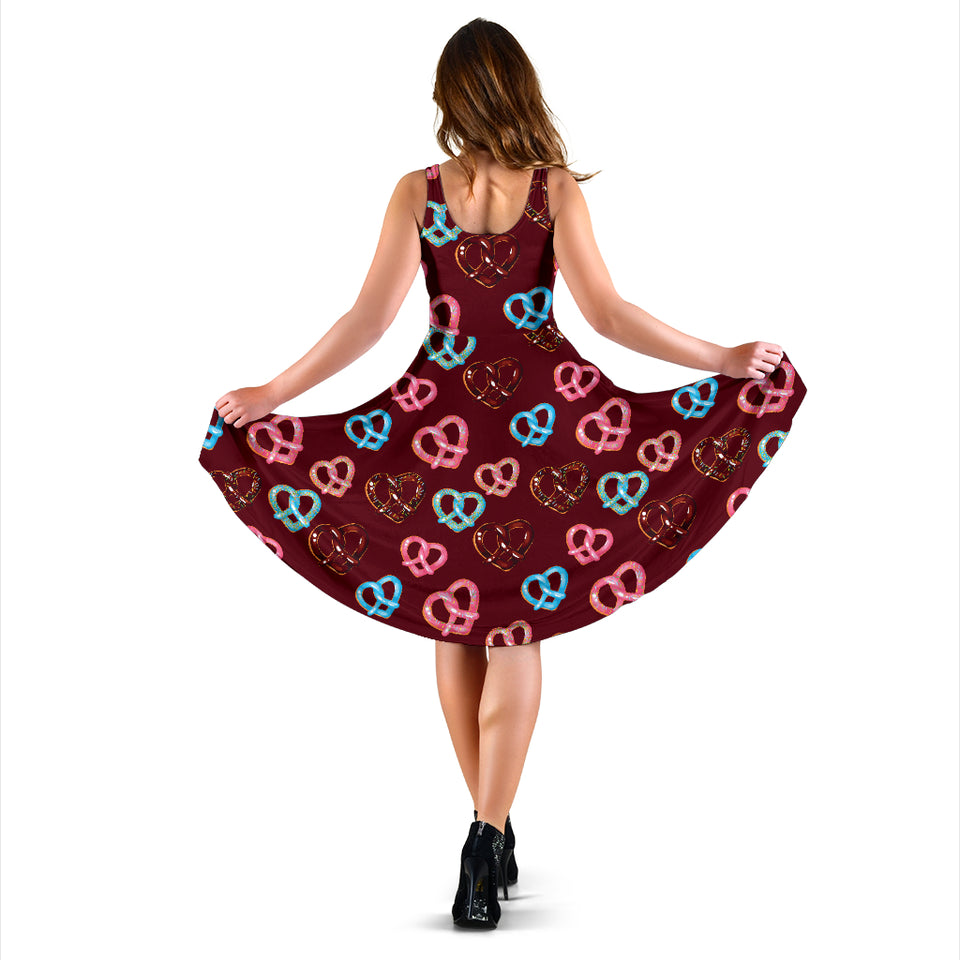 Pretzels Pattern Print Design 05 Sleeveless Midi Dress