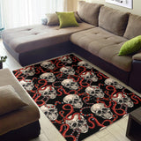 Red Snake Skull Pattern Area Rug