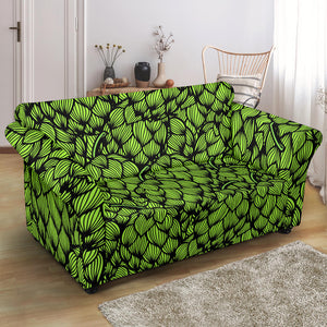 Green Hop Pattern Loveseat Couch Slipcover