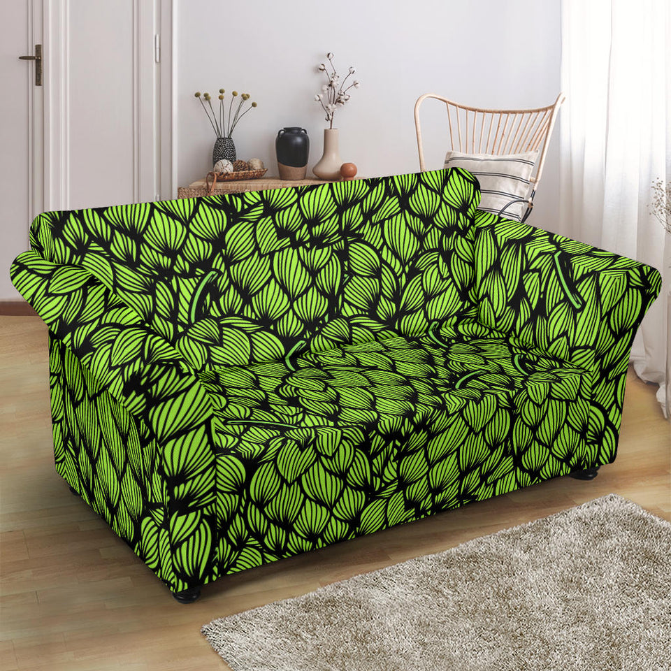 Green Hop Pattern Loveseat Couch Slipcover