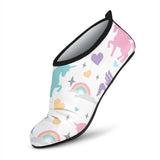 Colorful Unicorn Rainbow Heart Pattern Aqua Shoes