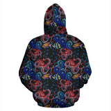 Octopus Sea Wave Tropical Fishe Pattern Zip Up Hoodie