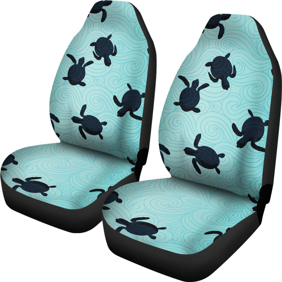 Sea Turtle With Blue Ocean Backgroud  Universal Fit Car Seat Covers