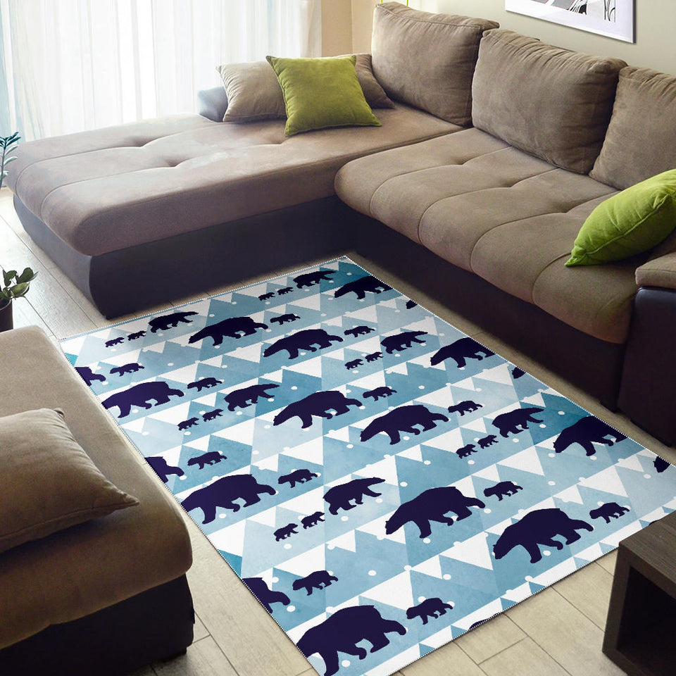 Polar Bear Winter Snow Pattern Area Rug