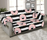 Donuts pink icing striped pattern Sofa Cover Protector