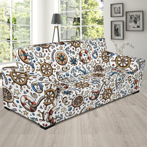 Cute Nautical Steering Wheel Anchor Pattern Sofa Slipcover