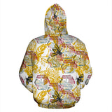 Cool Bee Honeycomb Leaves Pattern Zip Up Hoodie