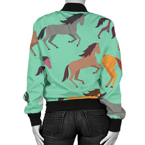 Colorful Horses Pattern Women'S Bomber Jacket
