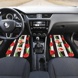 Red And White Tulips Pattern Front And Back Car Mats