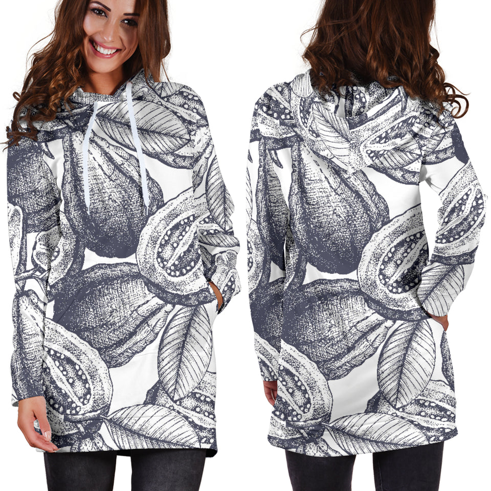 Guava Tropical Hand Drawn Pattern Women'S Hoodie Dress
