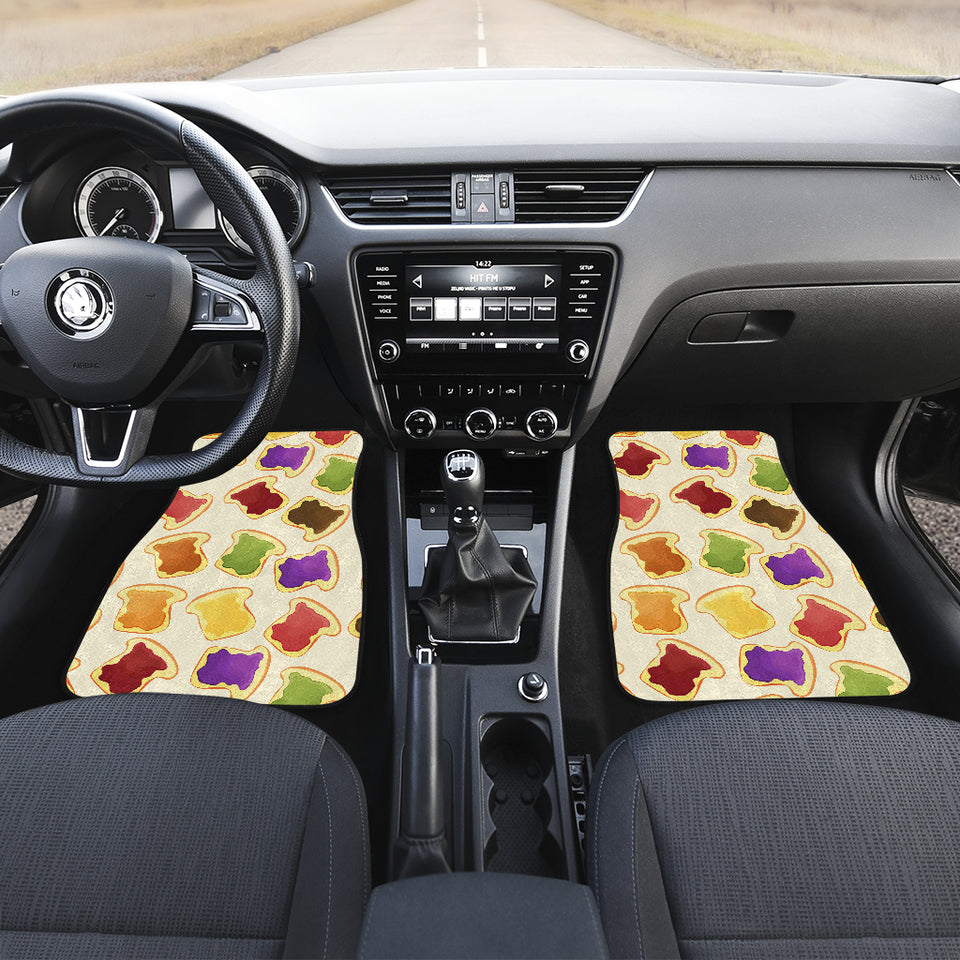 Bread Toast Pattern Print Design 02 Front and Back Car Mats