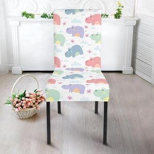 Hippopotamus Pattern Print Design 03 Dining Chair Slipcover