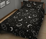 Hand drawn space rocket star planet Quilt Bed Set